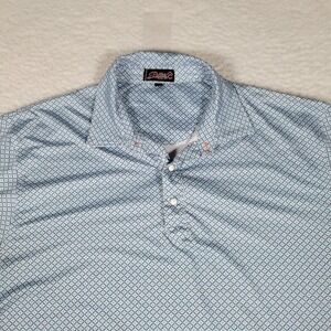 Rafter C Polo Shirt Mens XL Blue Geometric Performance Stretch Short Sleeve XL